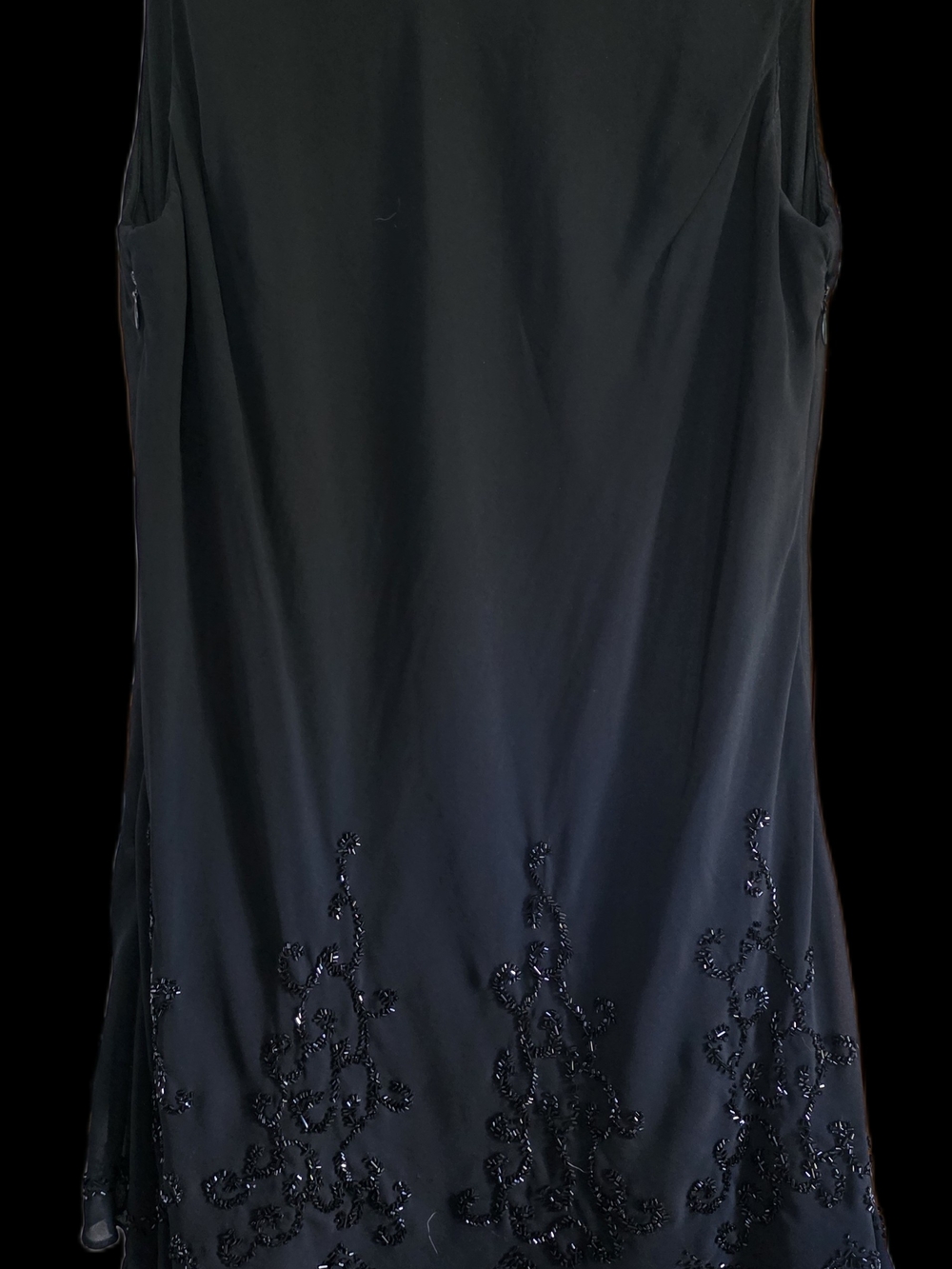 Black Sleeveless Beaded Hem Dress
